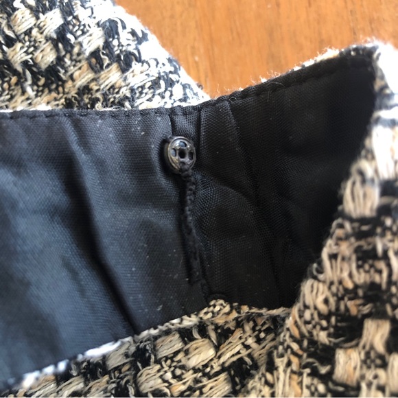 Vintage ECCOCI Tweed Sleeveless V-Neck Dress Black, White, Tan - Sz 6- EU - Picture 4 of 10